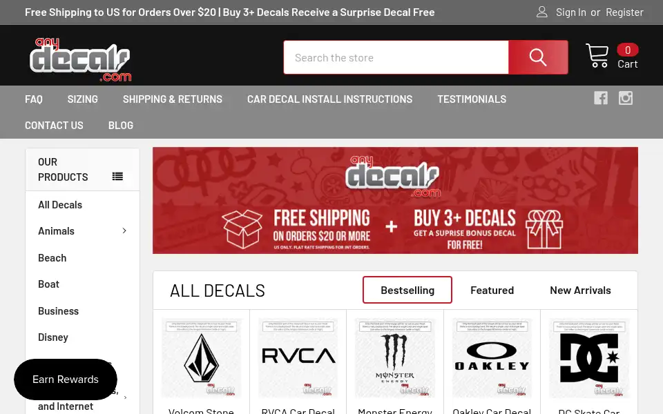 Screenshot of anydecals.com