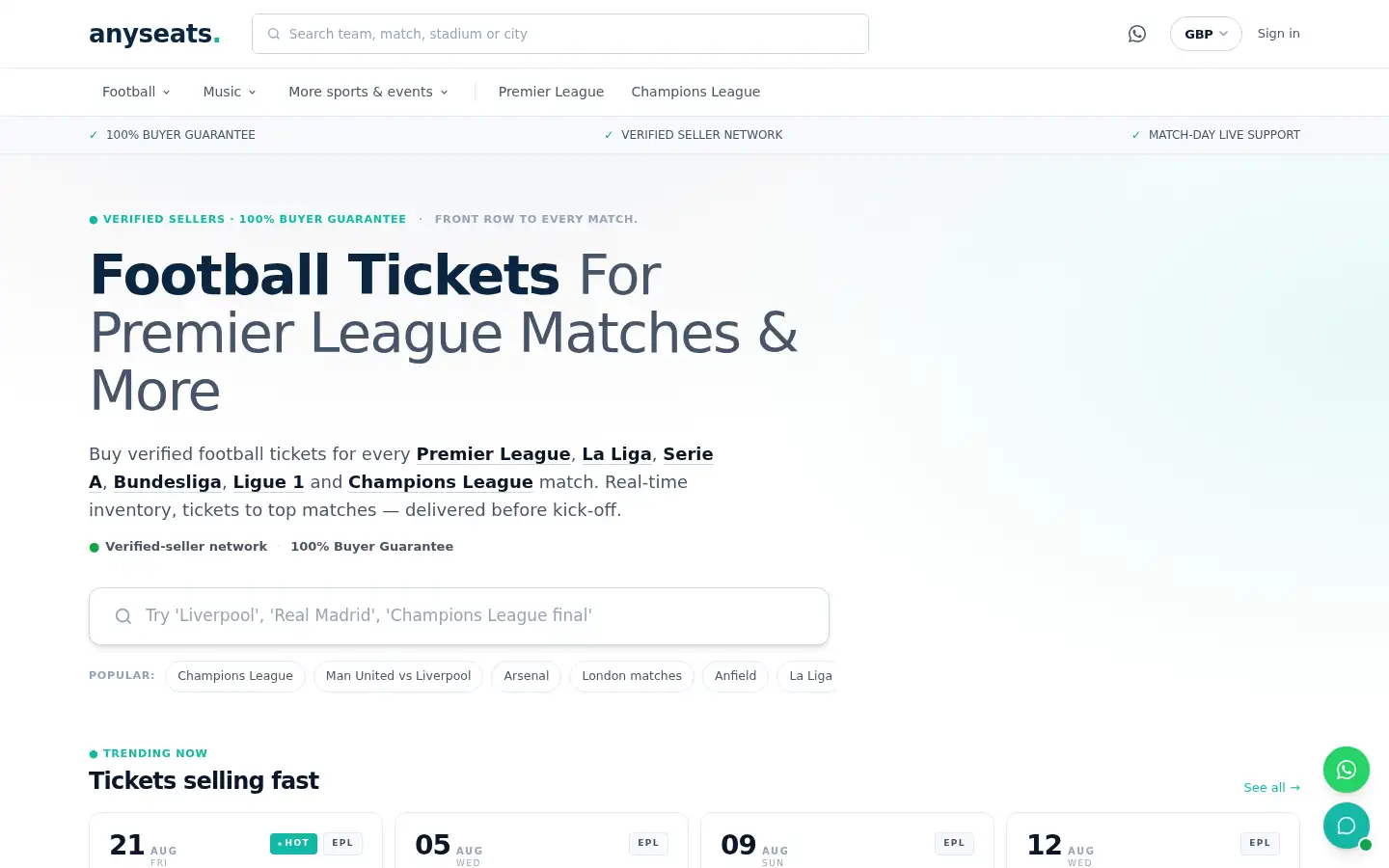 Screenshot of anyseats.net