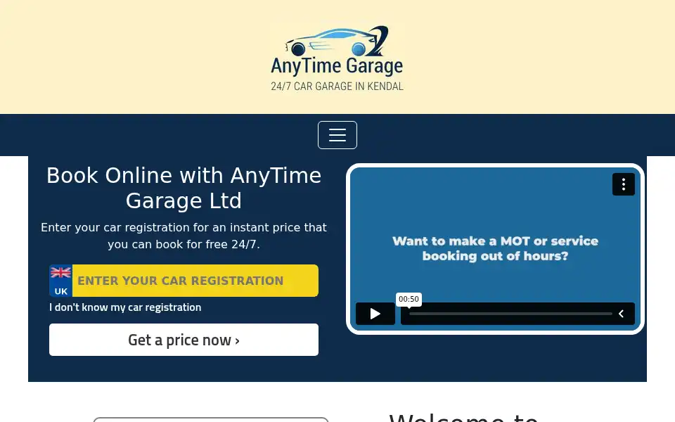 Screenshot of anytimegarage.co.uk