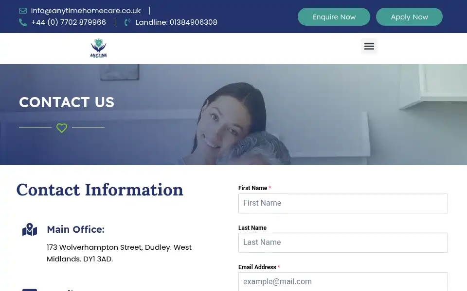 Screenshot of anytimehomecare.co.uk
