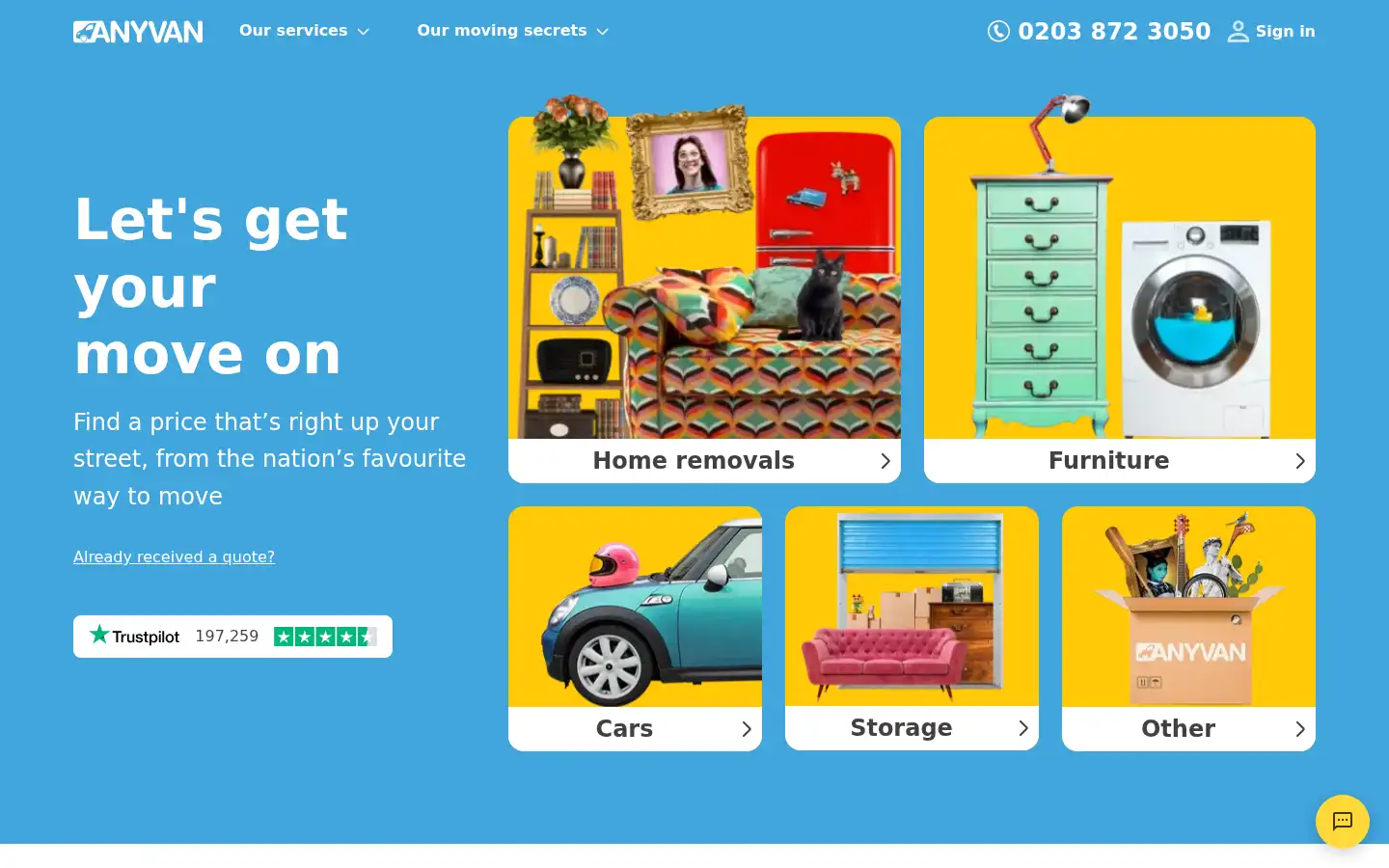Screenshot of anyvan.com