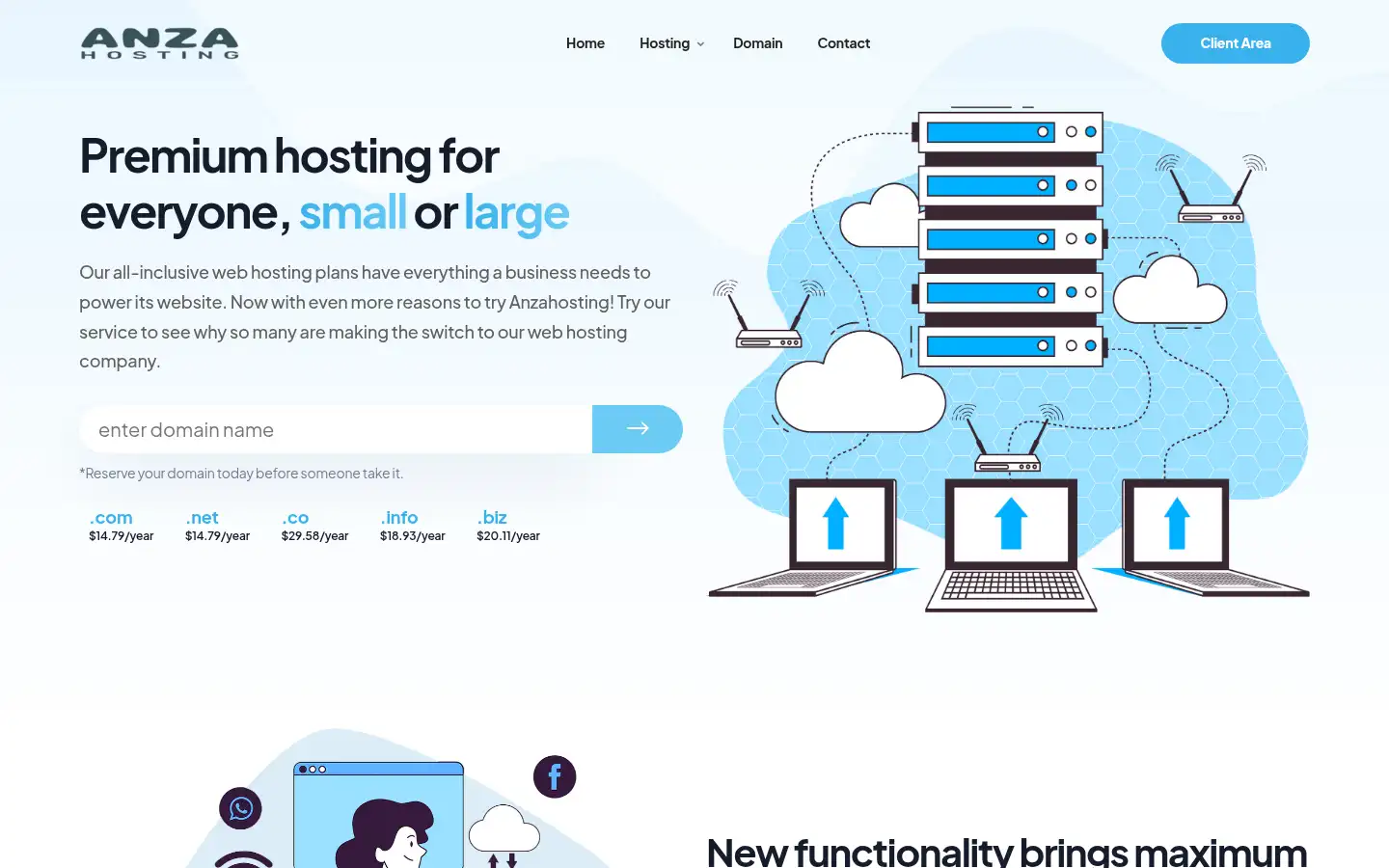 Screenshot of anzahosting.com