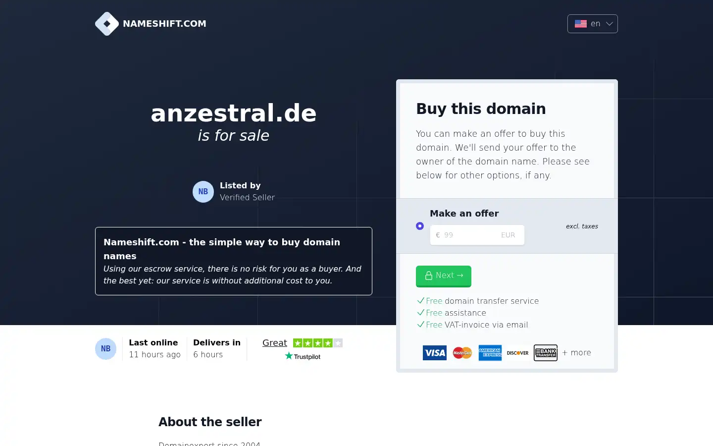 Screenshot of anzestral.de