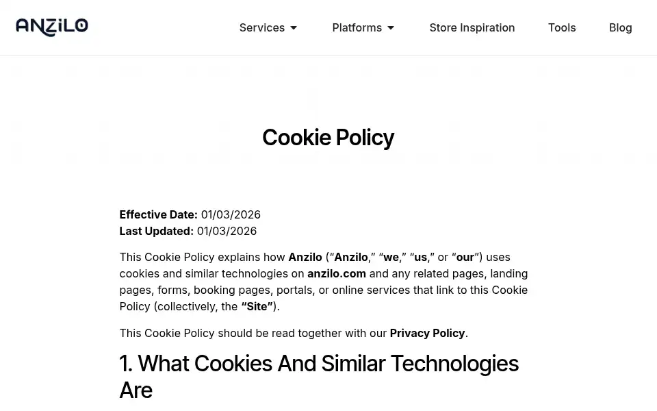 Screenshot of anzilo.com