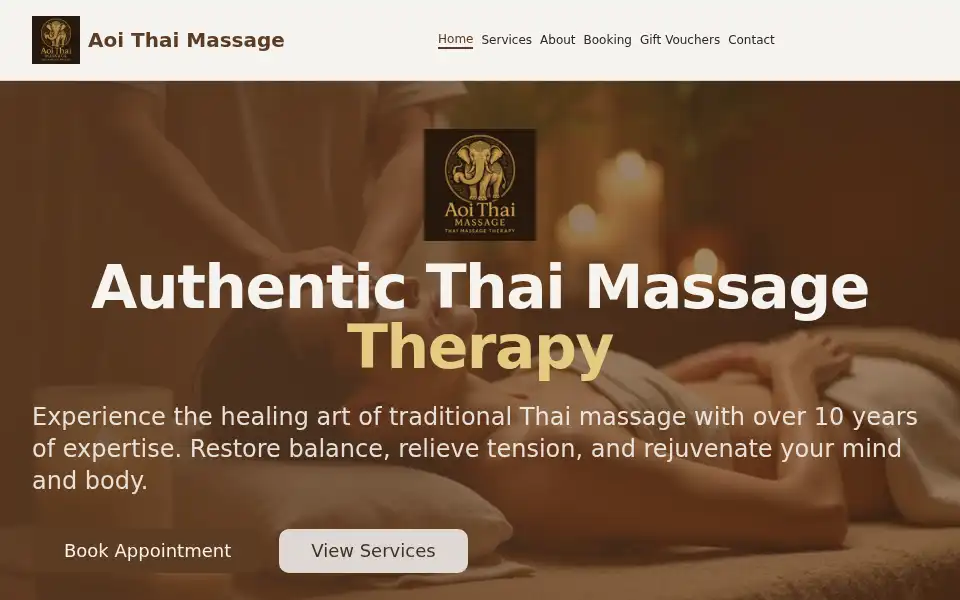 Screenshot of aoithaimassage.co.uk