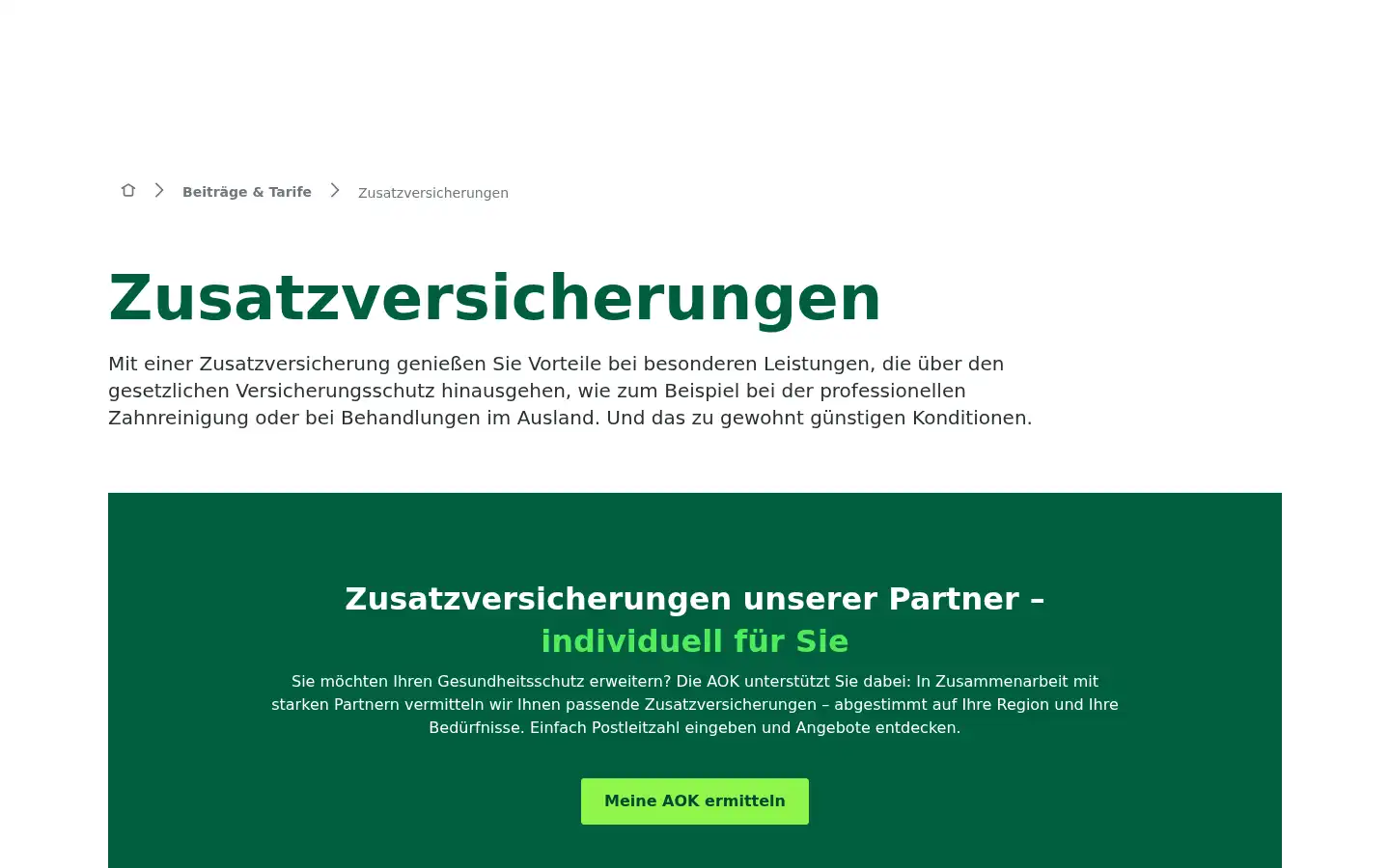 Screenshot of aok-bayern-zusatzversicherung.de