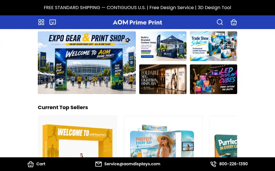 Screenshot of aomdisplays.com