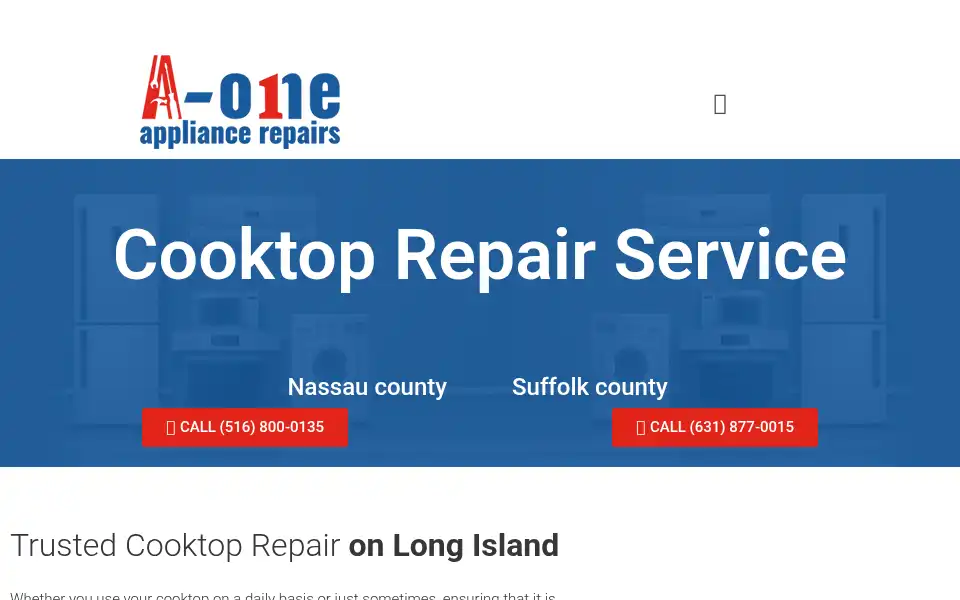 Screenshot of aoneappliancerepairs.com