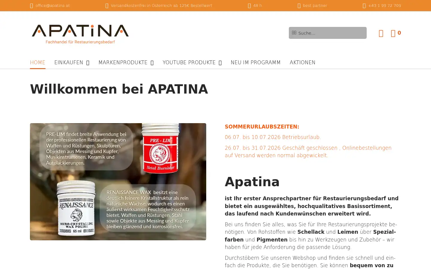 Screenshot of apatina.at