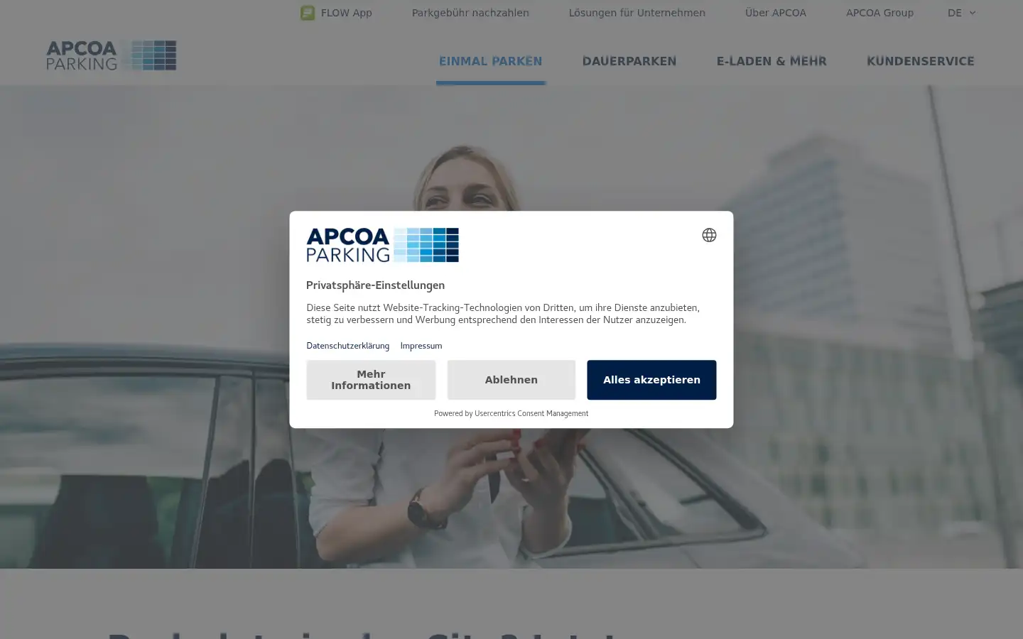 Screenshot of apcoa.de