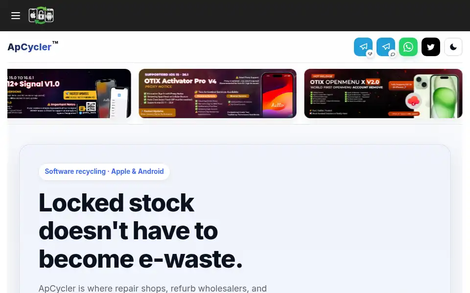 Screenshot of apcycler.com