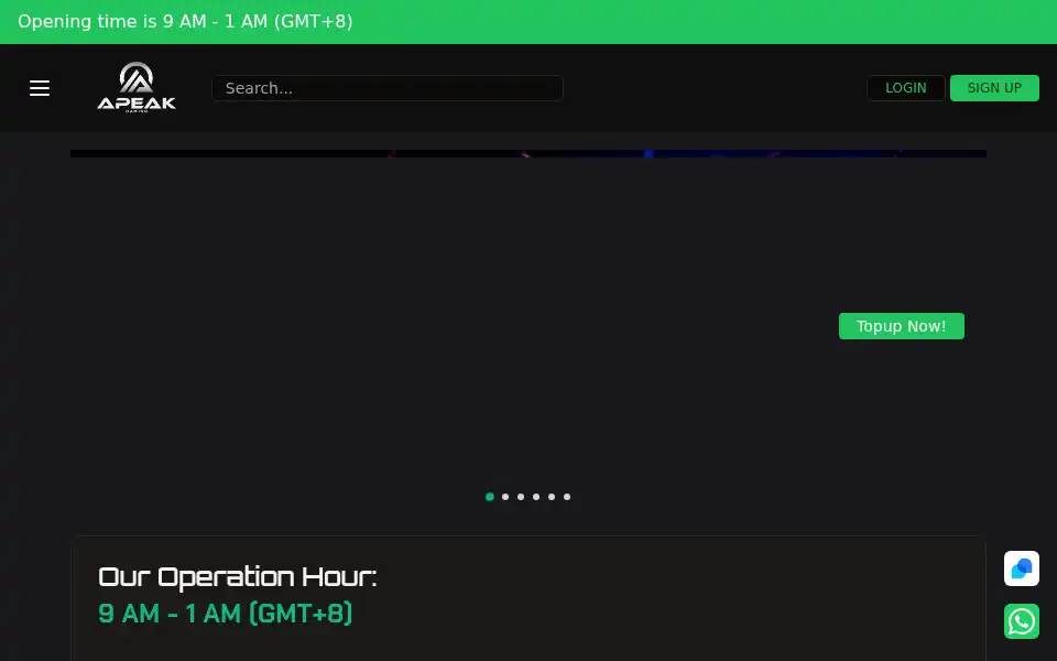 Screenshot of apeakgaming.com