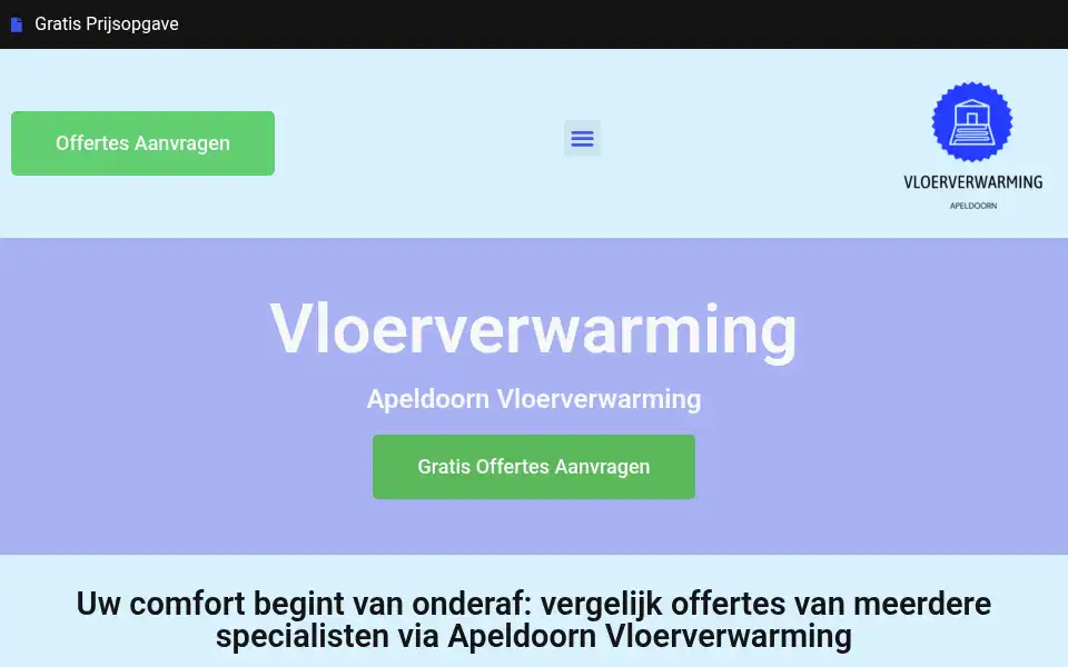 Screenshot of apeldoornvloerverwarming.com