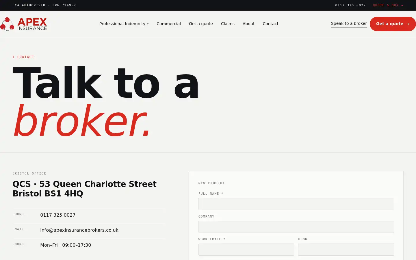 Screenshot of apexinsurancebrokers.co.uk
