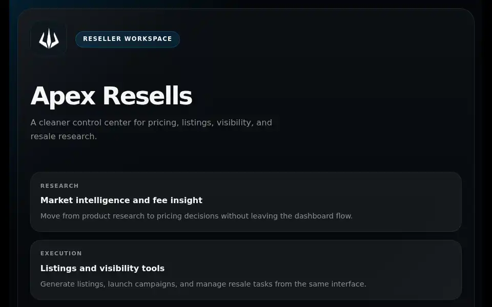 Screenshot of apexresells.com