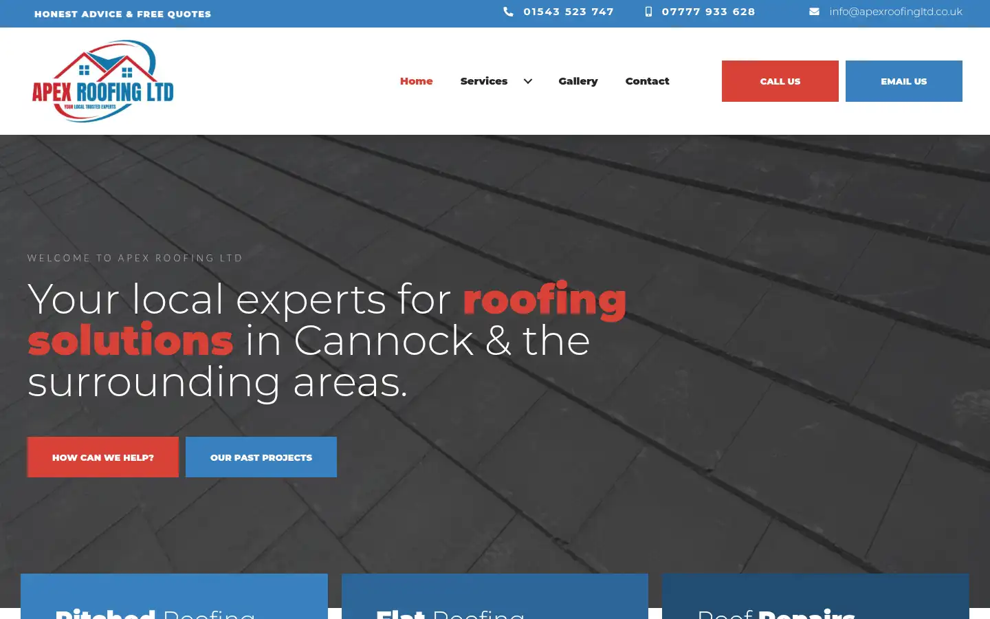 Screenshot of apexroofingltd.co.uk