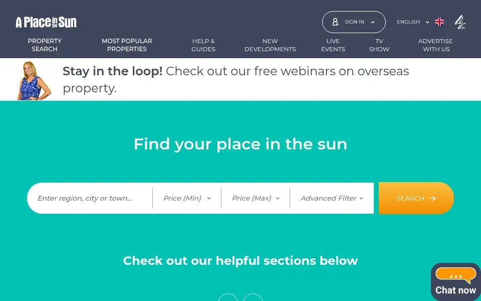 Screenshot of aplaceinthesun.com