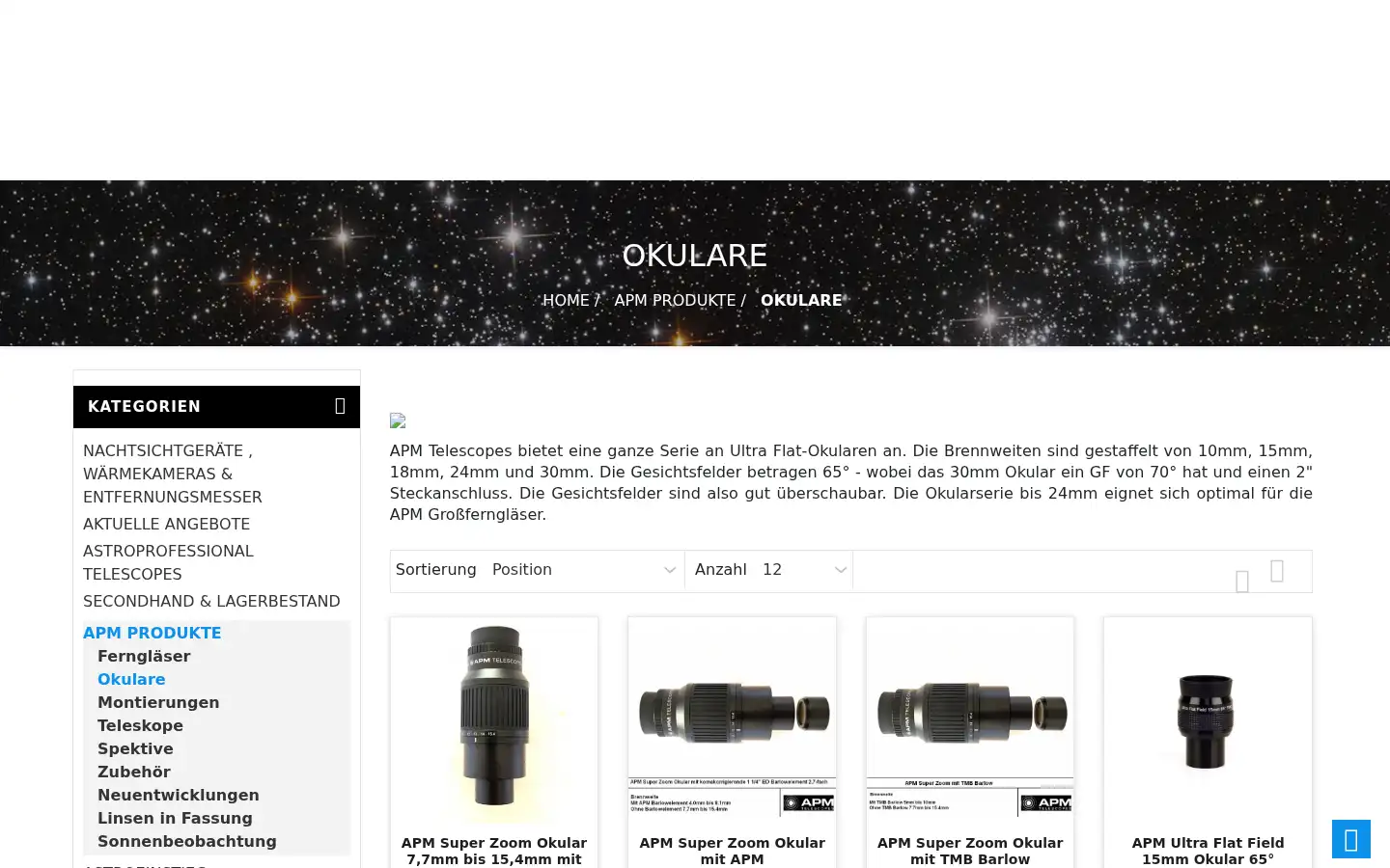 Screenshot of apm-telescopes.de