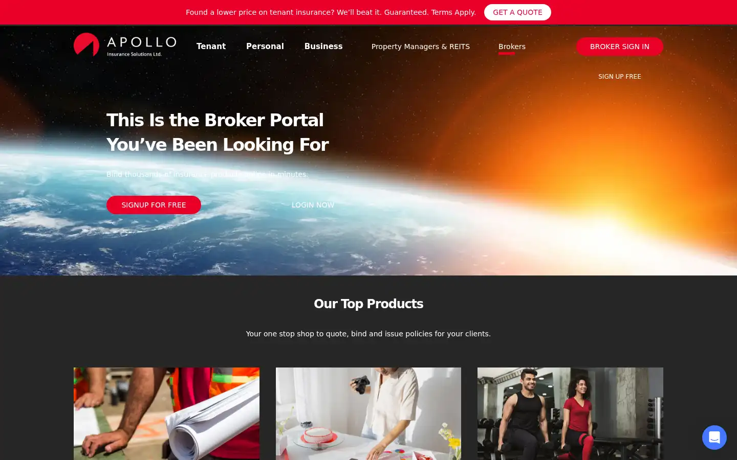 Screenshot of apollocover.com