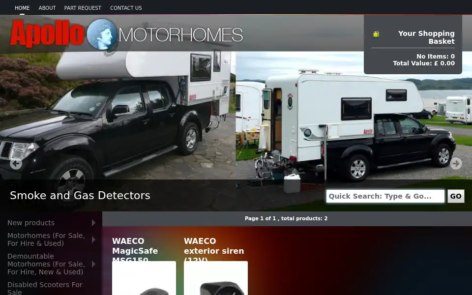 Screenshot of apollomotorhomes.com