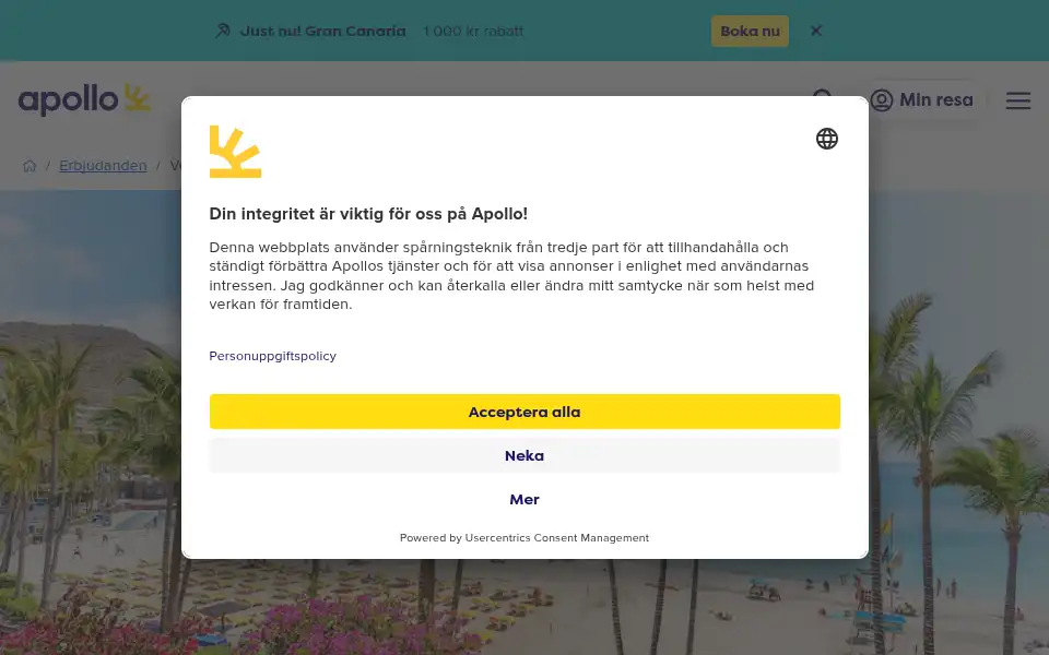 Screenshot of apolloreizen.nl