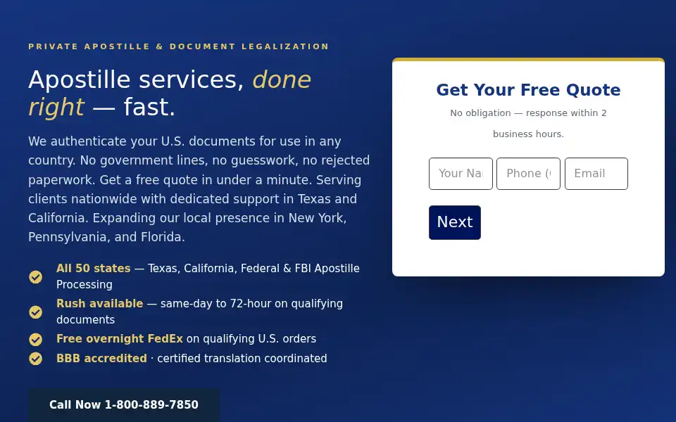 Screenshot of apostillenearme.com