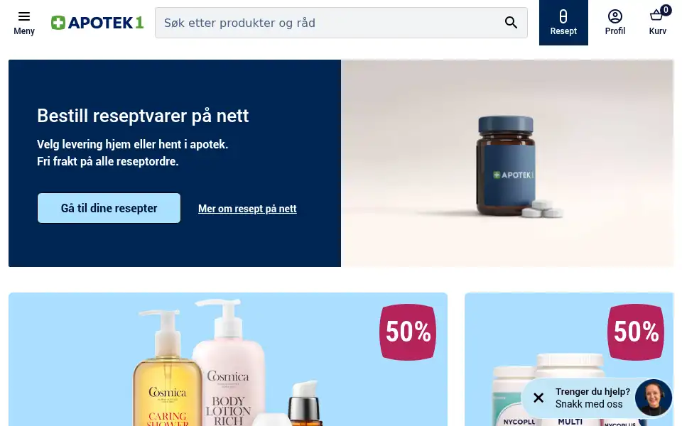 Screenshot of apotek1.no