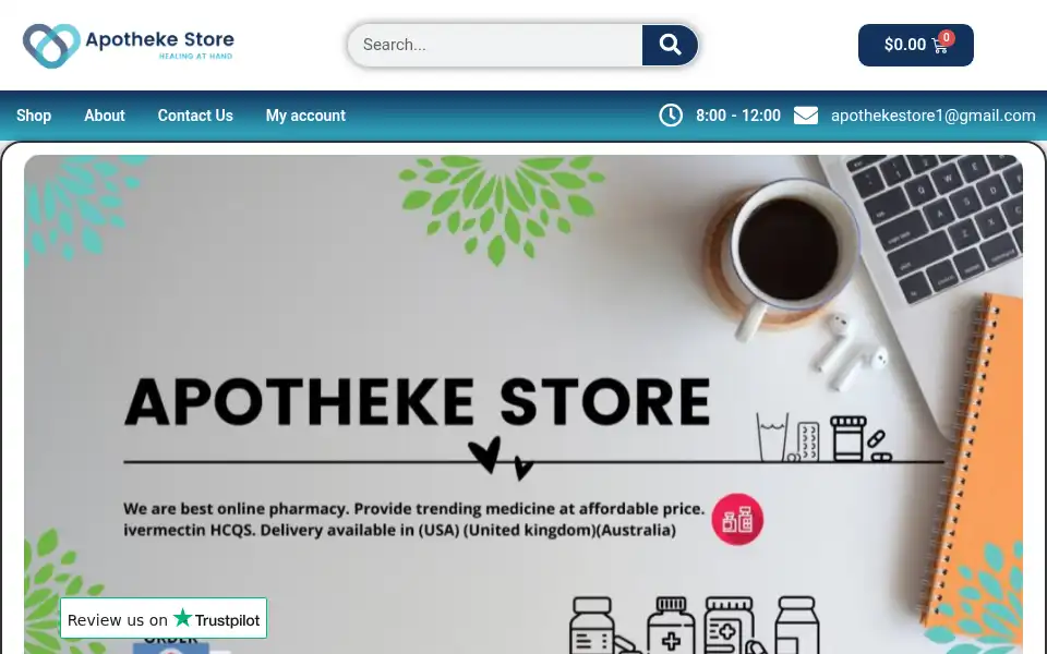 Screenshot of apothekestore.com