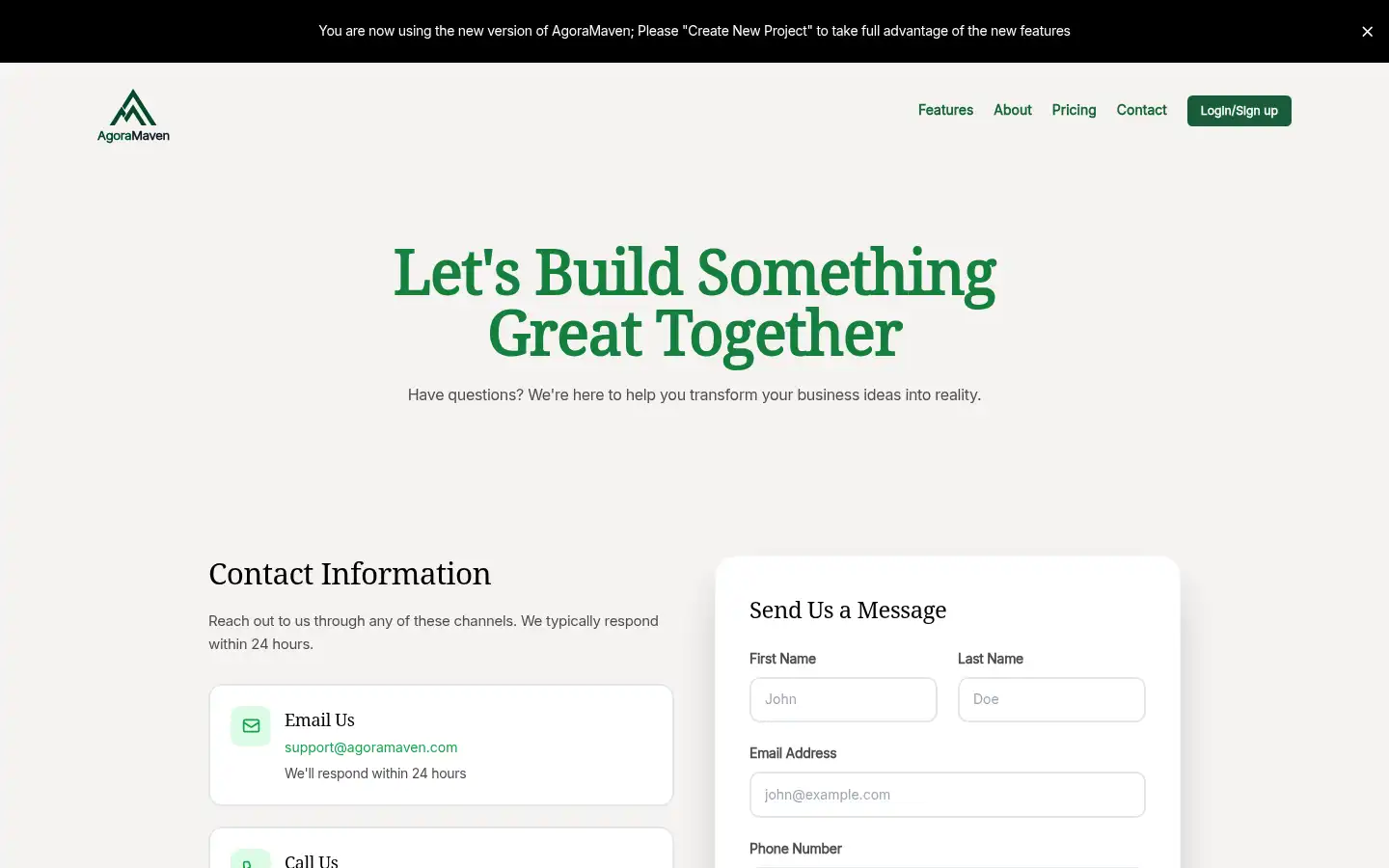 Screenshot of app.agoramaven.com