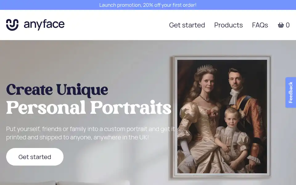 Screenshot of app.anyface.store