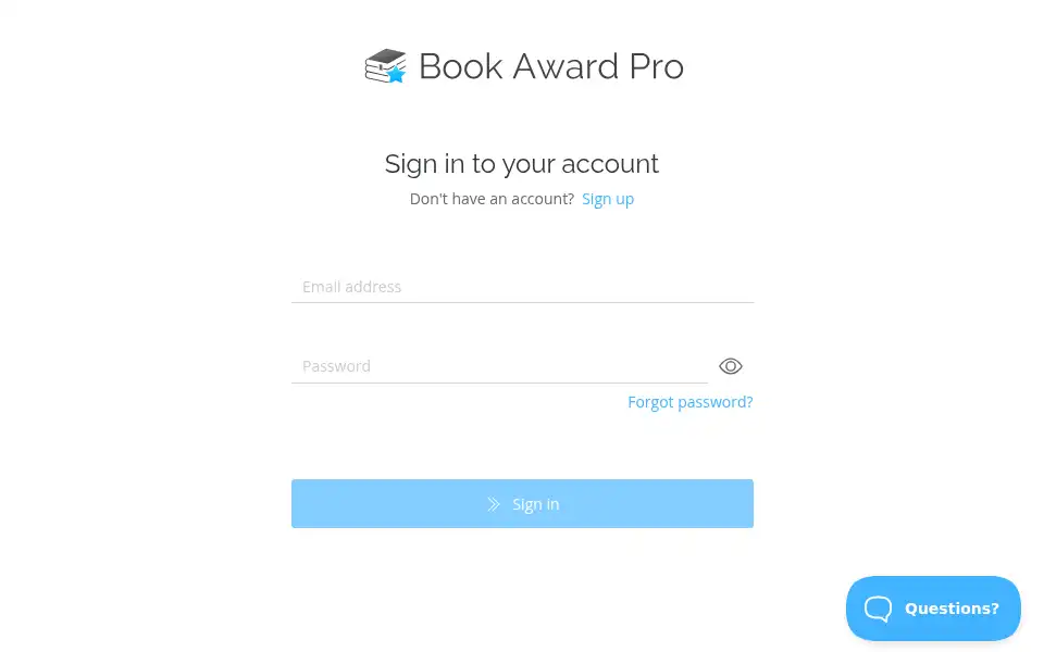 Screenshot of app.bookawardpro.com