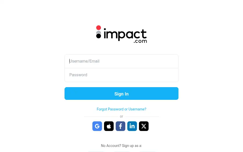 Screenshot of app.impact.com