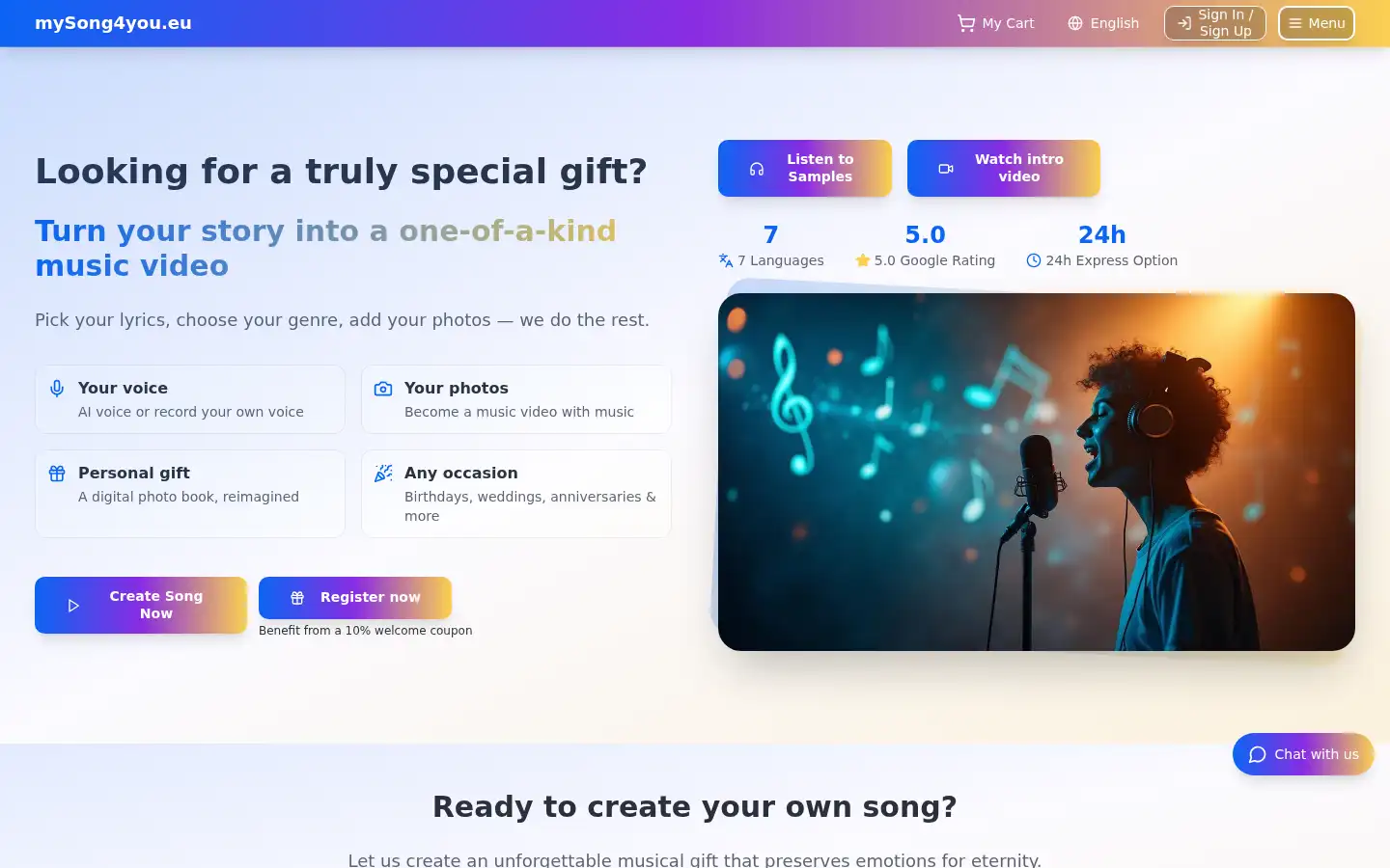 Screenshot of app.mysong4you.eu