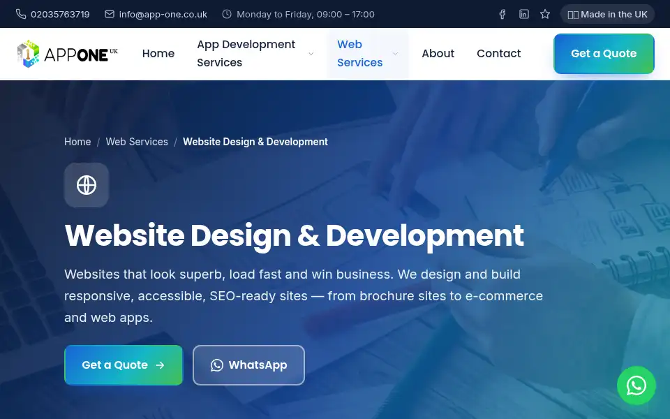 Screenshot of app-one.co.uk