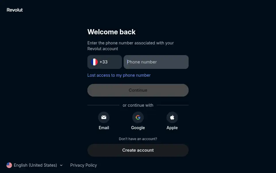 Screenshot of app.revolut.com
