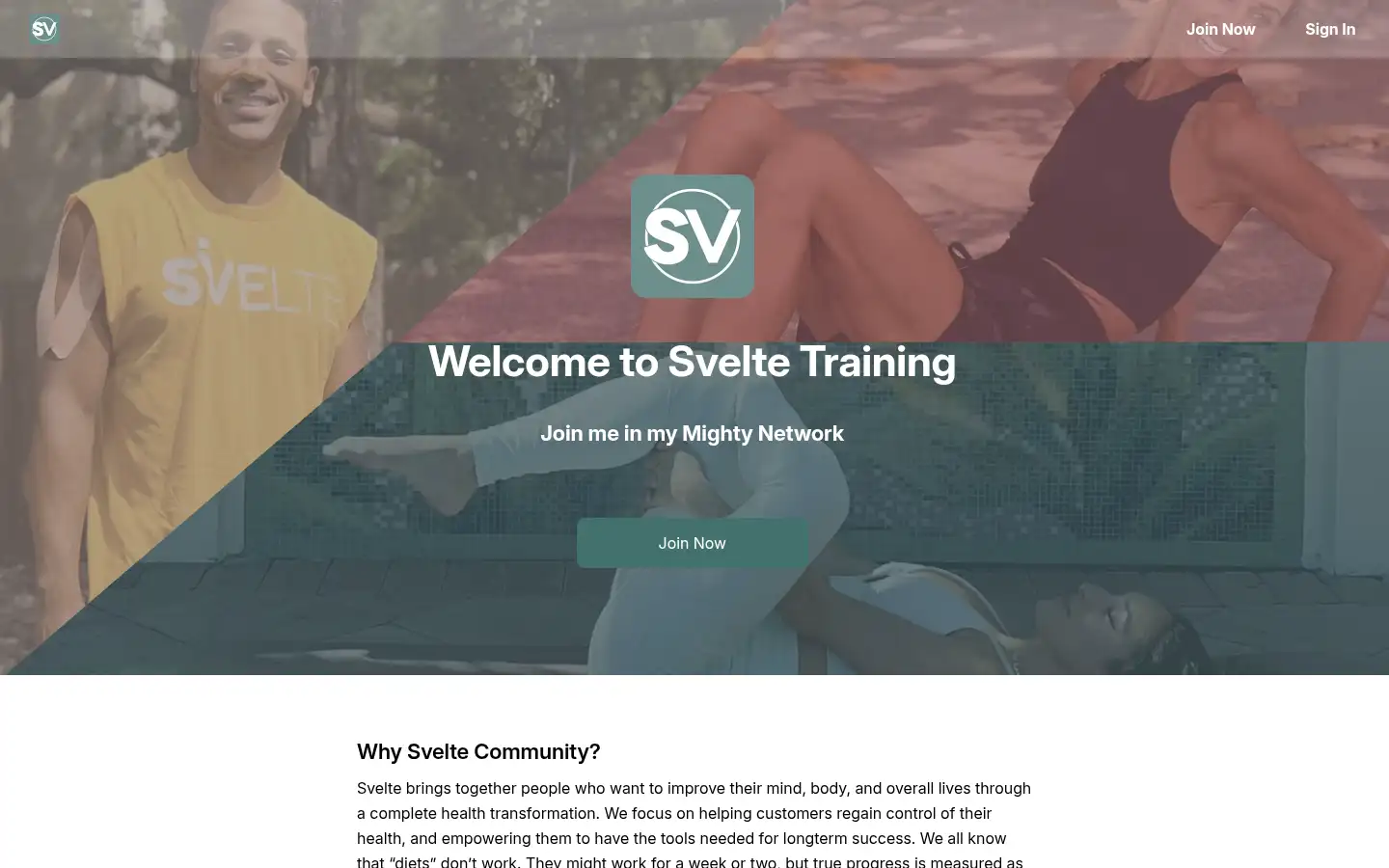 Screenshot of app.sveltetraining.com