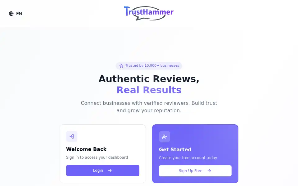 Screenshot of app.trusthammer.com
