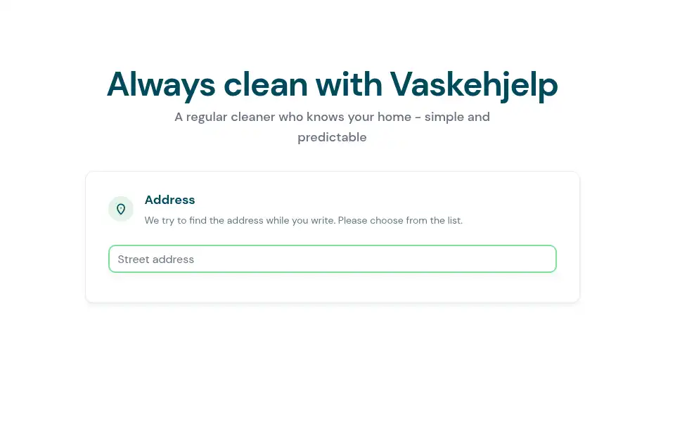 Screenshot of app.vaskehjelp.no