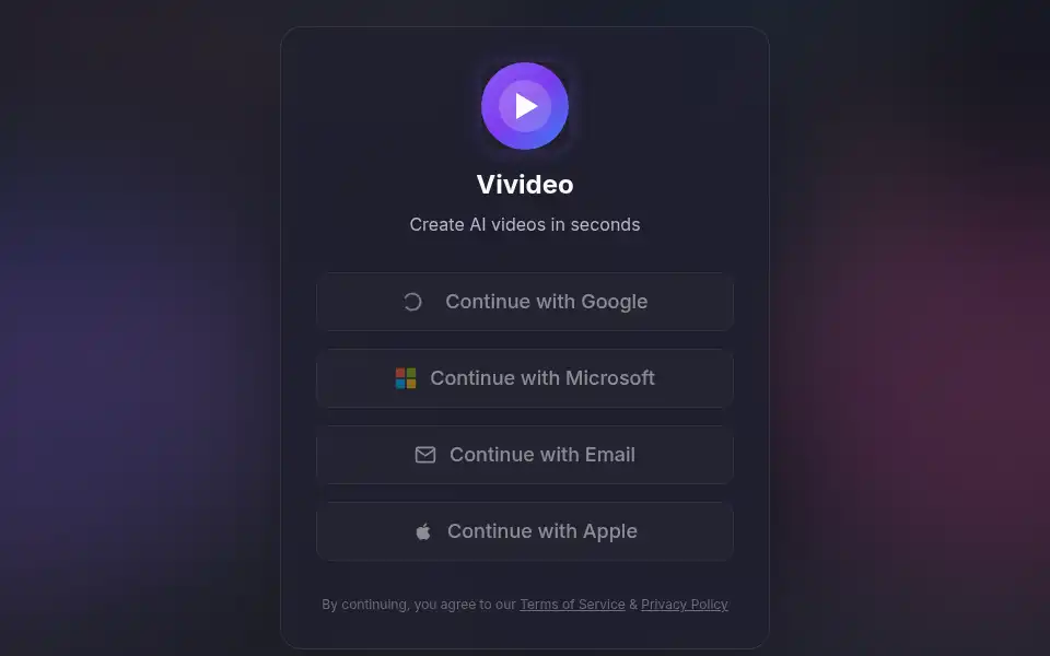 Screenshot of app.vivideo.ai