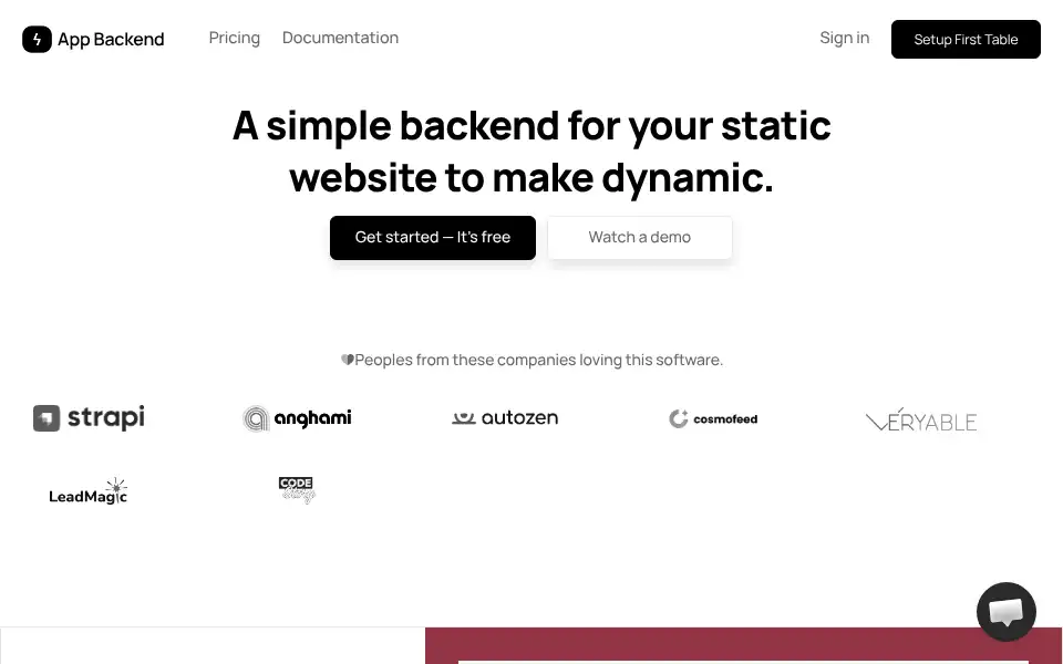 Screenshot of appbackend.io