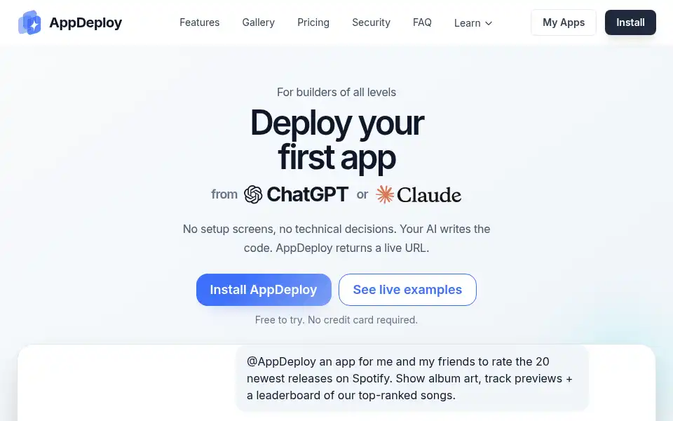 Screenshot of appdeploy.ai