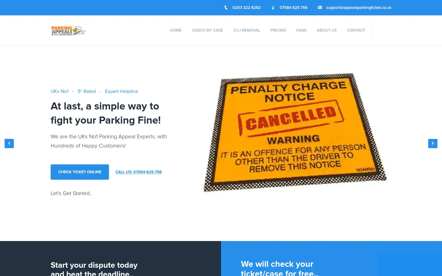Screenshot of appealaparkingticket.co.uk