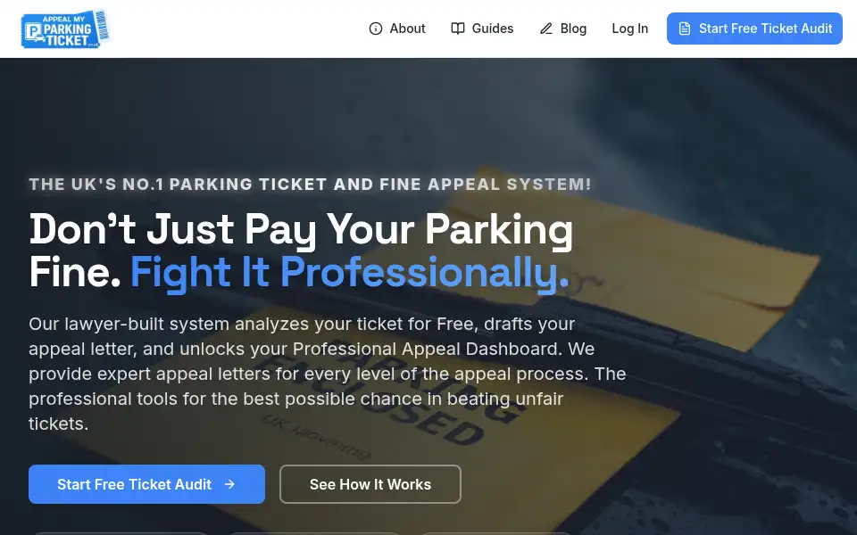 Screenshot of appealmyparkingticket.co.uk