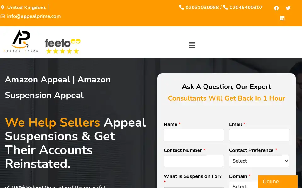 Screenshot of appealprime.com