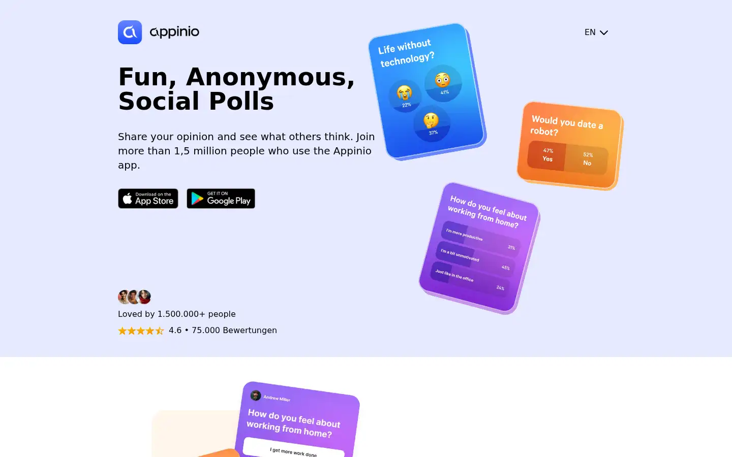 Screenshot of appinio.app