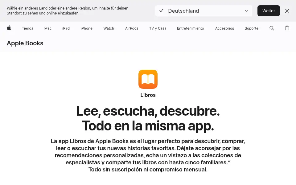 Screenshot of apple.es