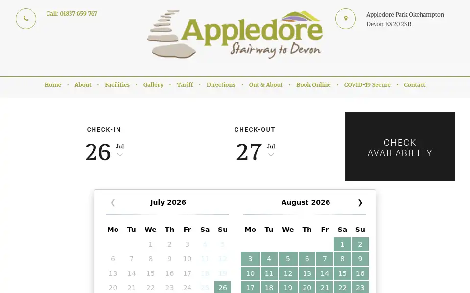 Screenshot of appledorepark.co.uk