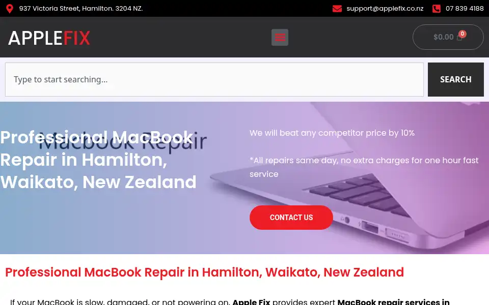 Screenshot of applefix.co.nz