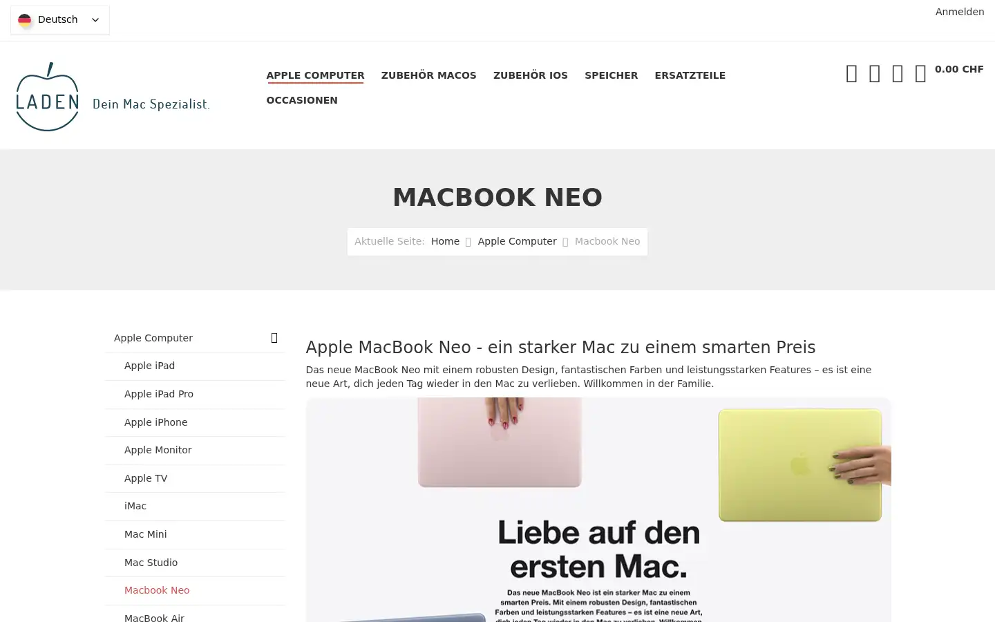 Screenshot of appleladen.ch