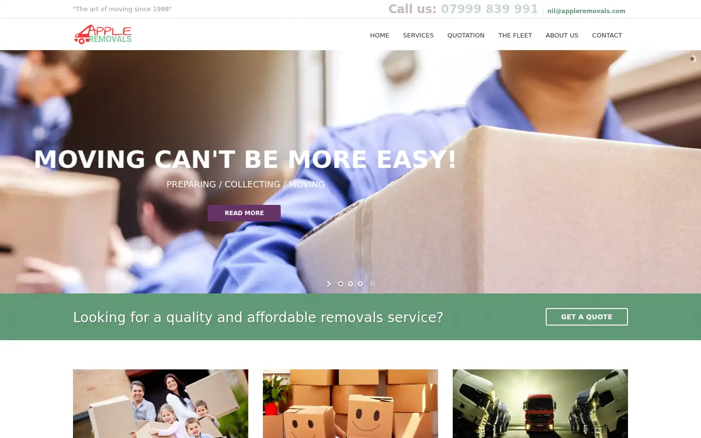 Screenshot of appleremovals.com